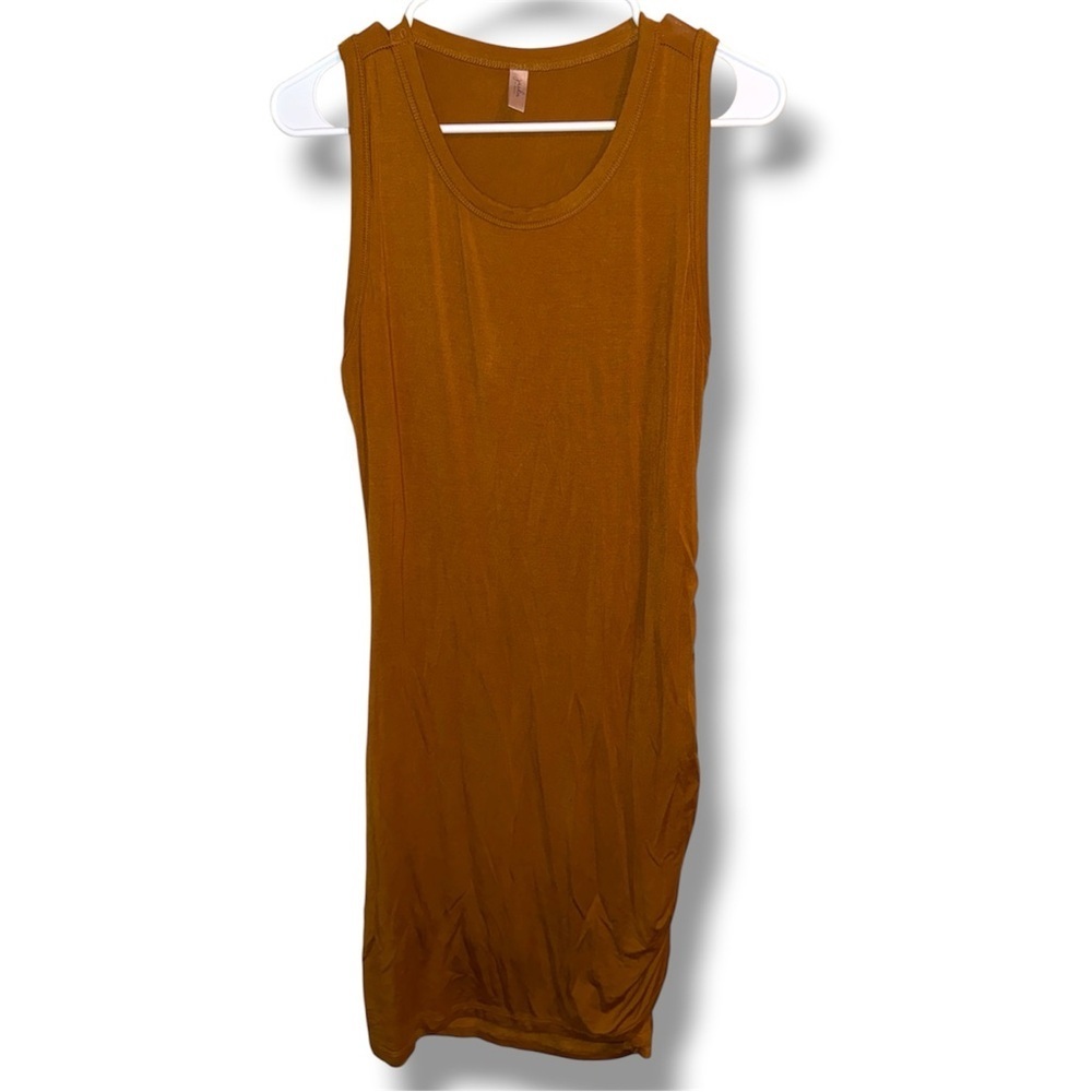 🌺Jardin by Marcis Sleeveless Carmel Ruched Tank Dress - Picture 3 of 7
